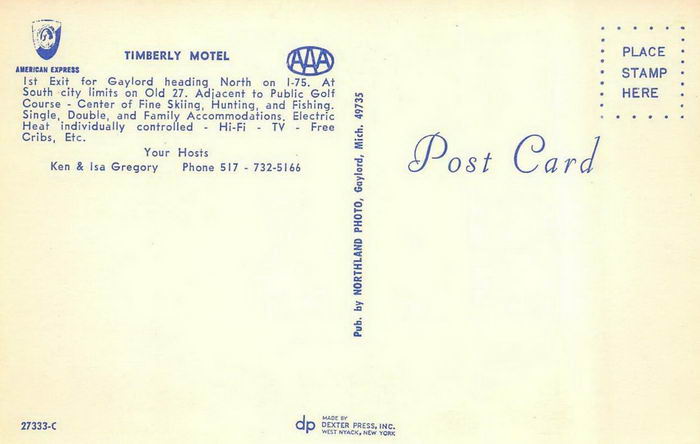 Timberly Motel (Motel Timberly) - Old Postcard